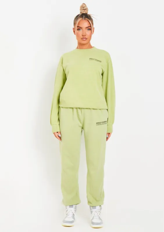 Imogen Lime Missy Empire Text Oversized Joggers sold by Missy Empire