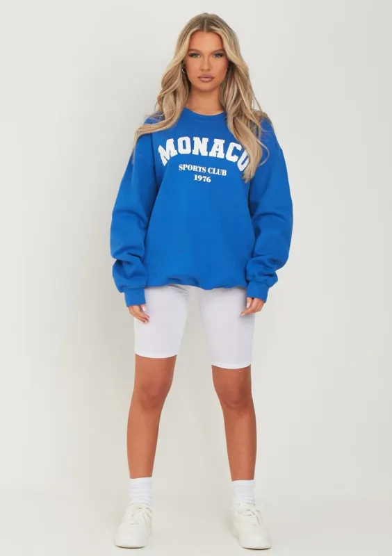 Jamila Blue Monaco Graphic Sweatshirt sold by Missy Empire