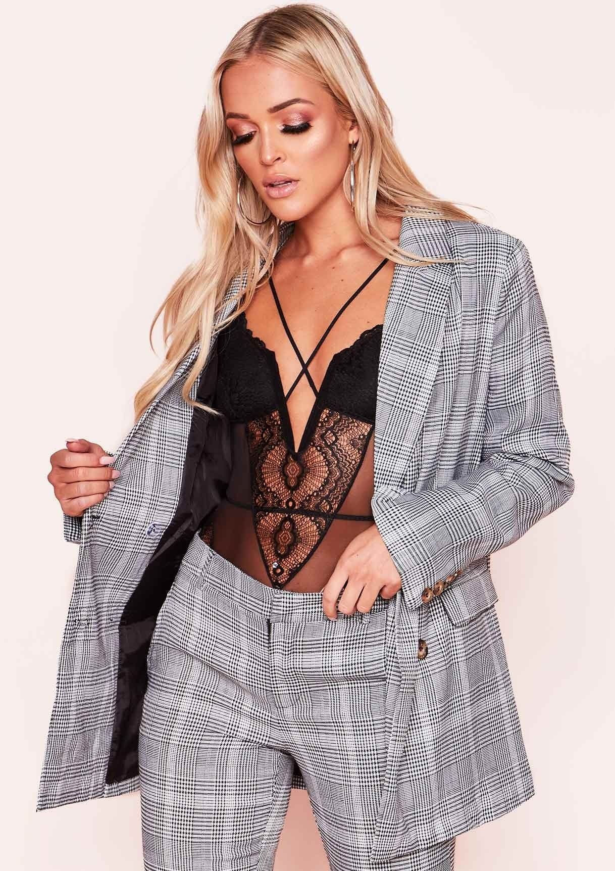 Chloe Grey Check Print Blazer sold by Missy Empire