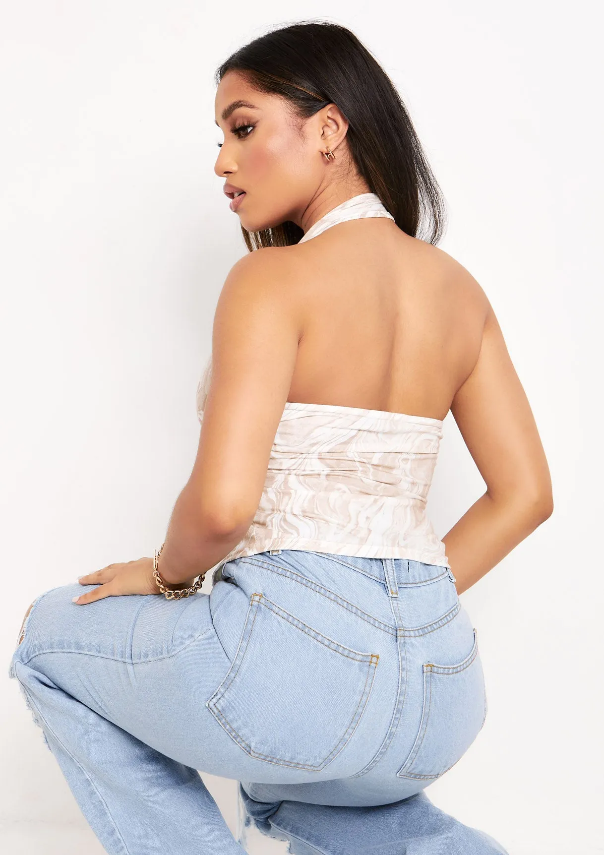 Chelsea Stone Print Halterneck Ring Top sold by Missy Empire product image thumbnail 4