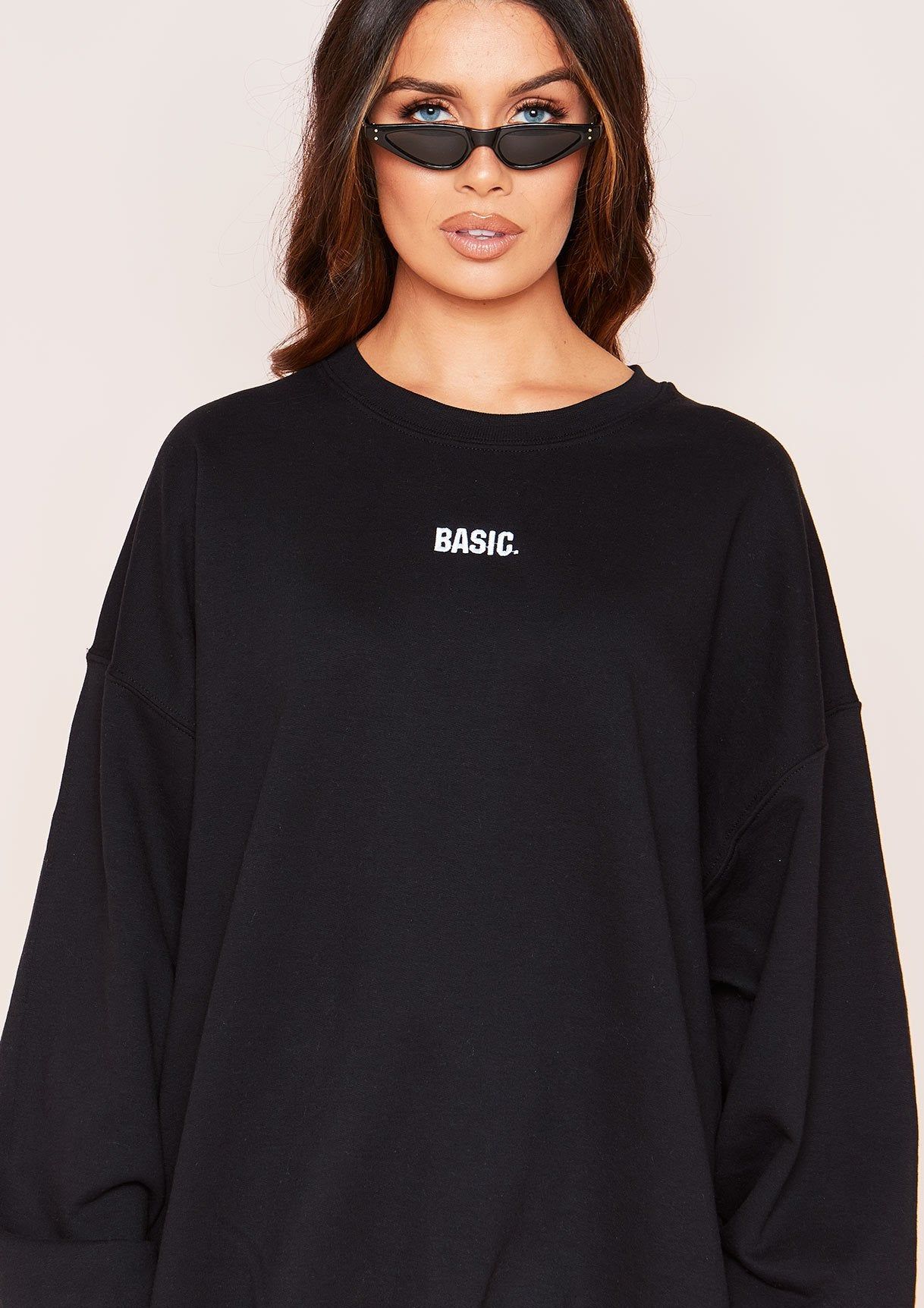Ariana Black Basic Slogan Oversized Sweatshirt sold by Missy Empire product image thumbnail 4
