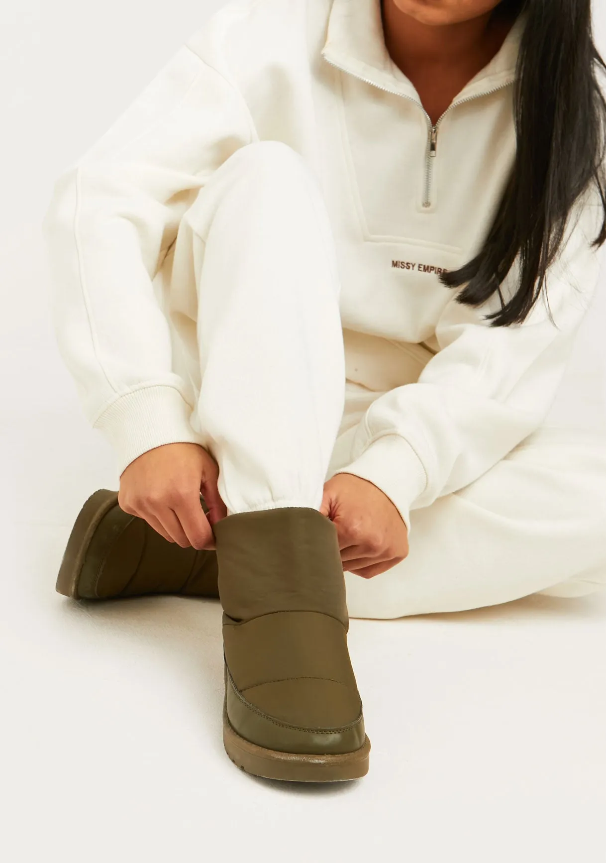 Jianna Cream Embroidered Cuffed Joggers sold by Missy Empire product image thumbnail 4
