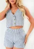 Robyn White Cotton Stripe Button Front Waistcoat sold by Missy Empire