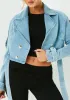 Harlee Blue Denim Oversized Biker Jacket sold by Missy Empire