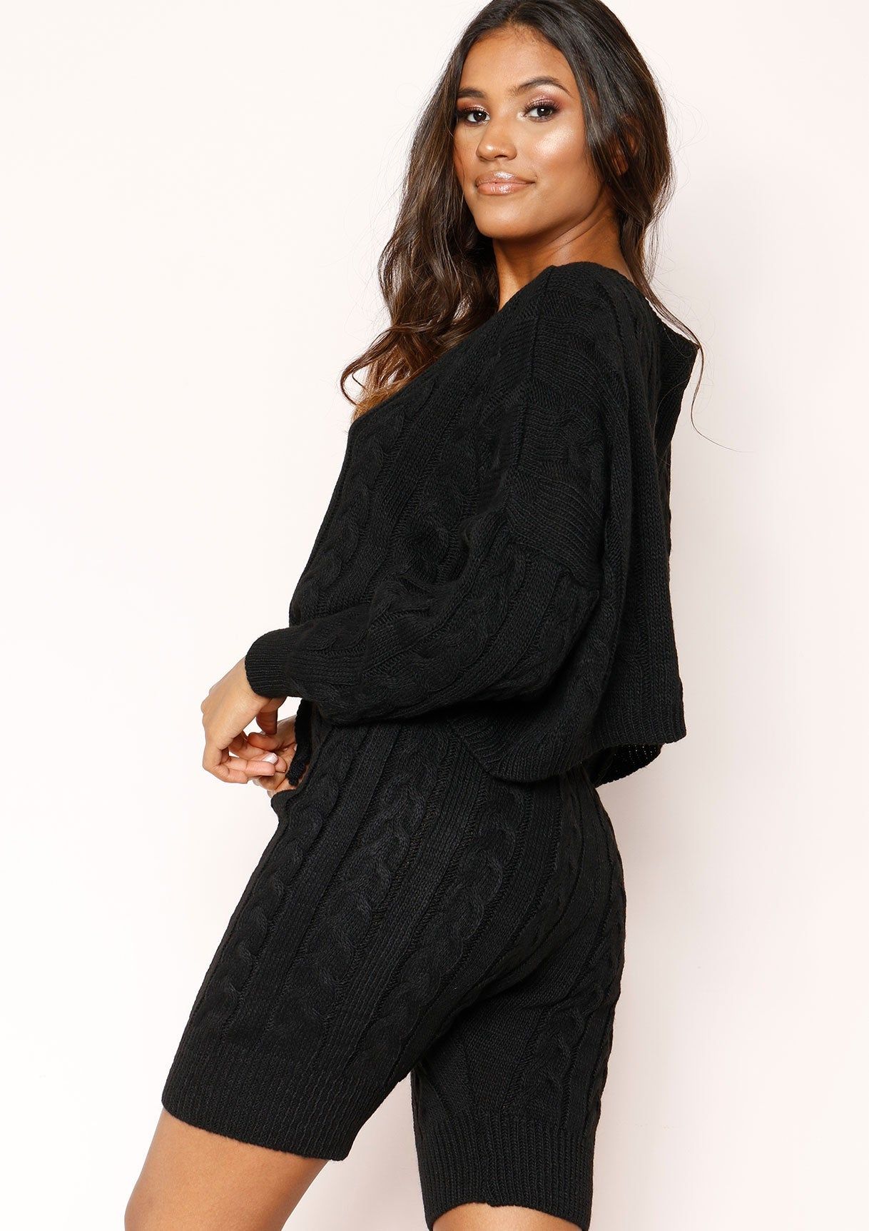Abrianna Black Knit Shorts sold by Missy Empire product image thumbnail 4