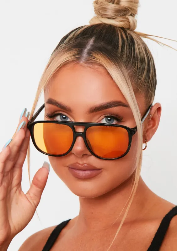 Cady Black And Yellow Aviator Sunglasses sold by Missy Empire