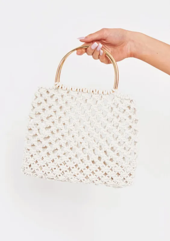 Kaya Ivory Crochet Mini Handbag sold by Missy Empire