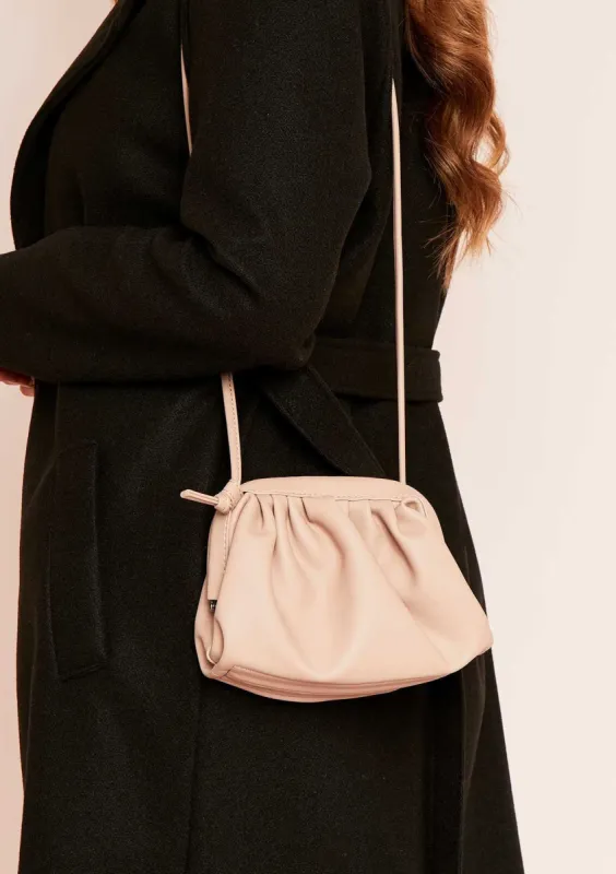 Abbie Nude Small Gathered Pouch Bag sold by Missy Empire