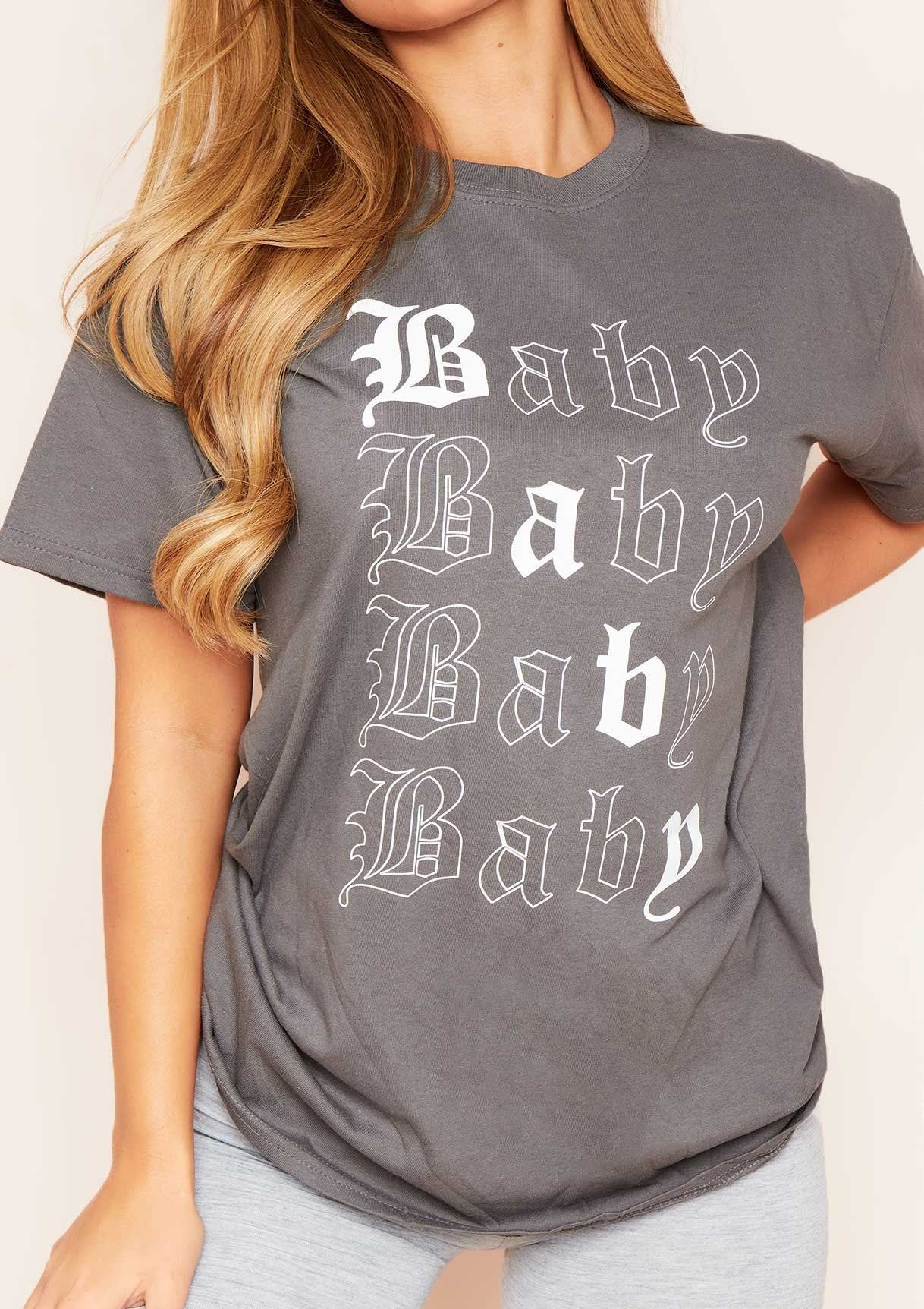 Riley Charcoal Baby Slogan Oversized T-Shirt sold by Missy Empire product image thumbnail 2