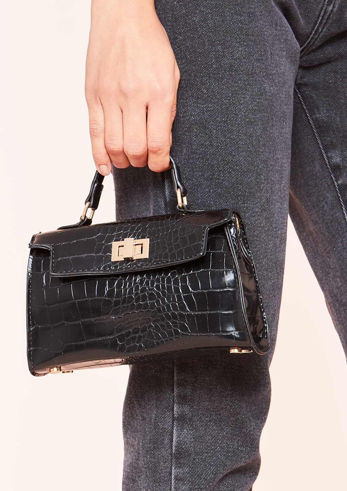 Reneta Black Croc Print Mini Bag sold by Missy Empire product image thumbnail 2