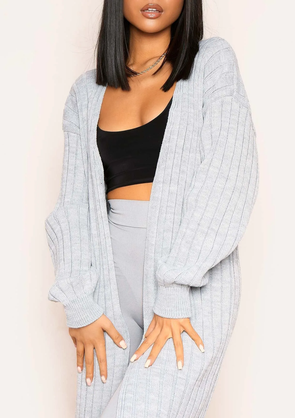 Zara Grey Longline Knitted Cardigan sold by Missy Empire product image thumbnail 3