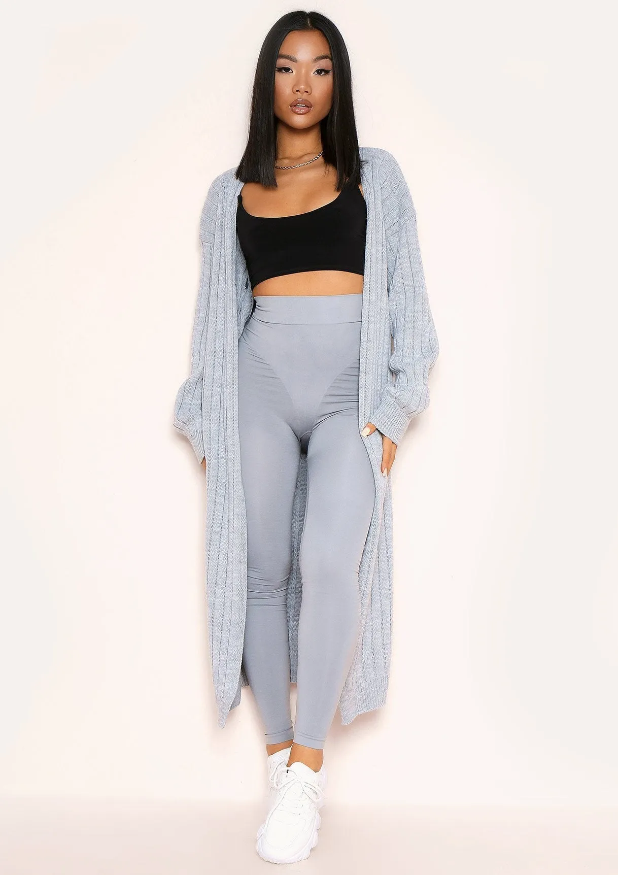 Zara Grey Longline Knitted Cardigan sold by Missy Empire