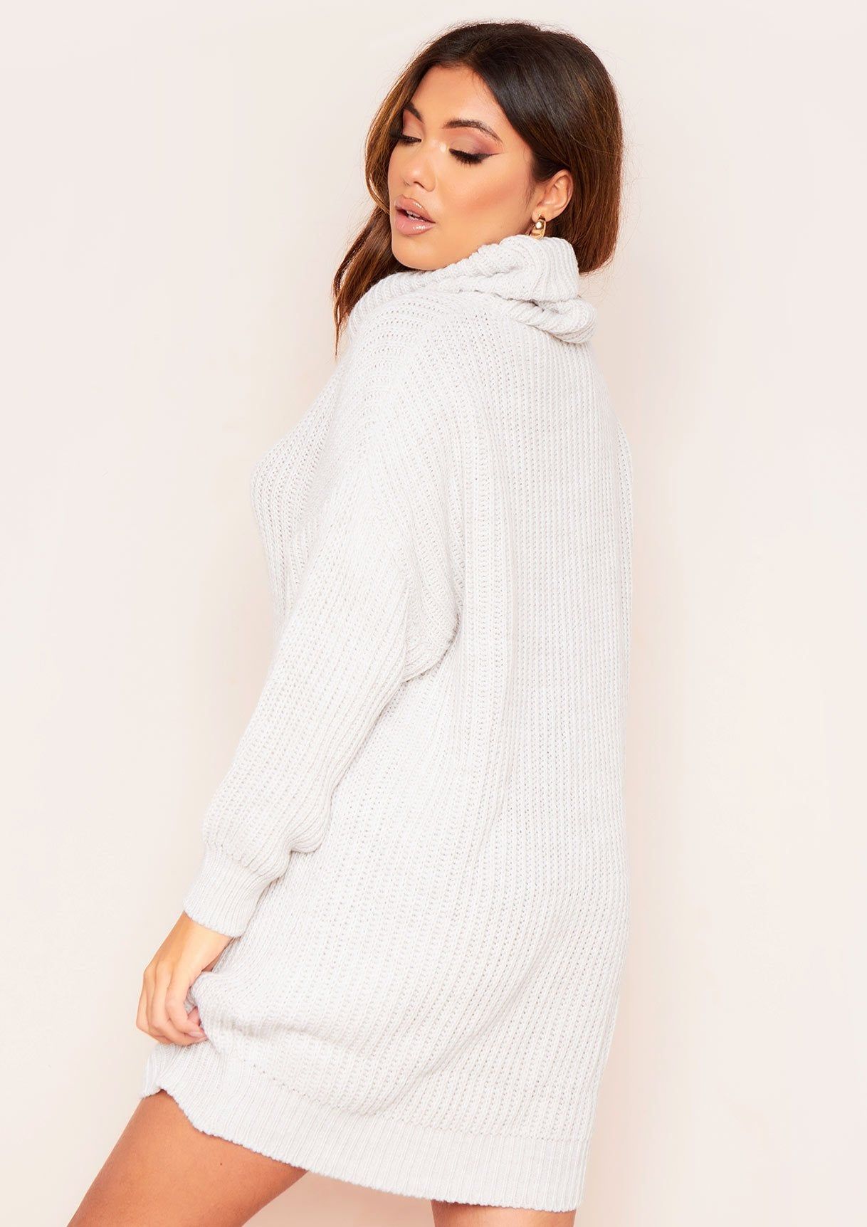 Soren Beige Roll Neck Knit Jumper Dress sold by Missy Empire product image thumbnail 4