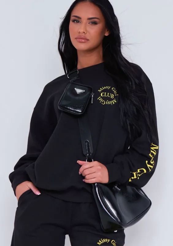 Daisy Black Missy Empire Club Sweatshirt sold by Missy Empire