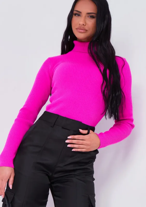 Cinzia Pink Roll Neck Knitted Jumper sold by Missy Empire