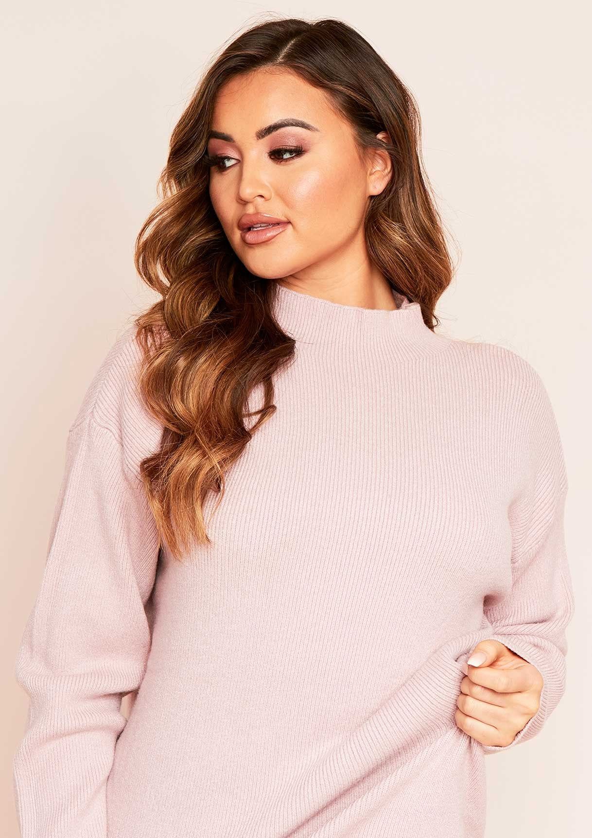 Lilia Pink Knitted Side Split Midi Dress sold by Missy Empire product image thumbnail 3