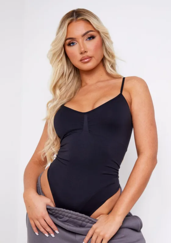 Beckah Black Seamless Strappy Bodysuit sold by Missy Empire
