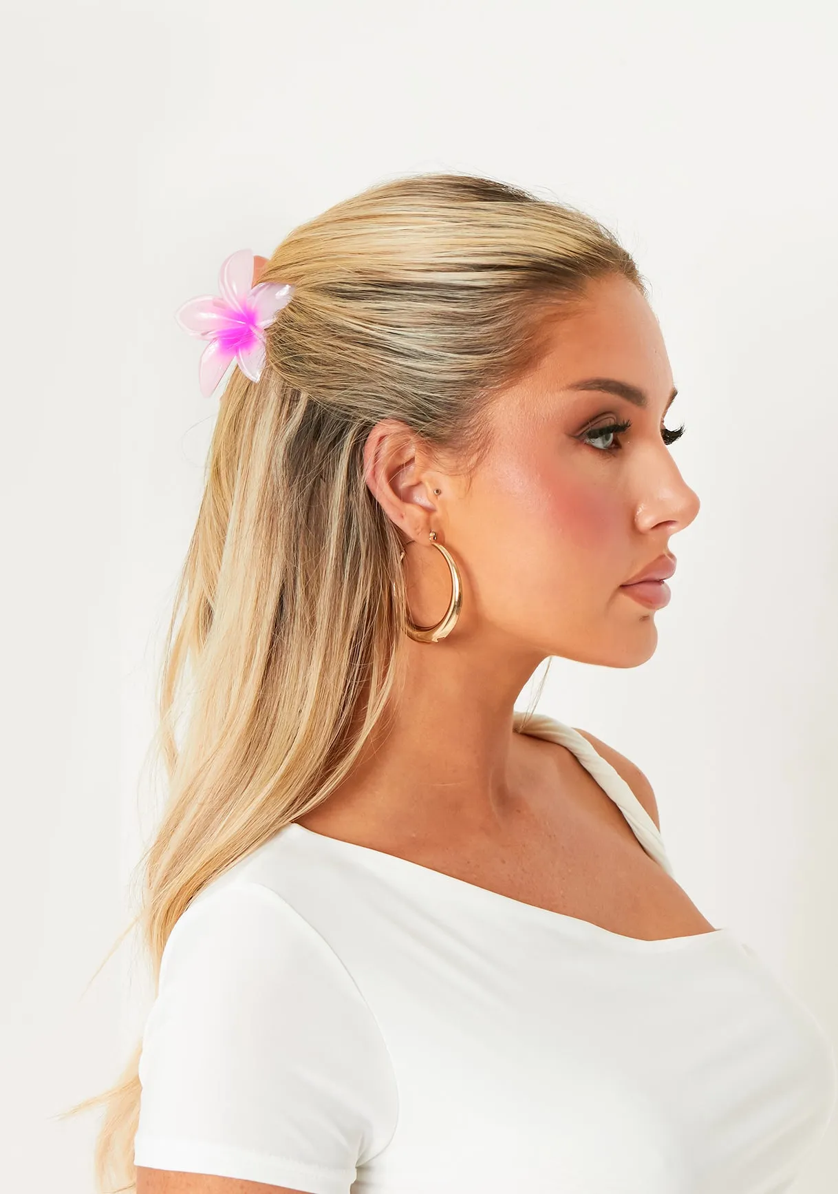 Bella Pink Flower Hair Claw Clip sold by Missy Empire