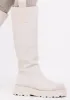 Beth Beige Knee High Wellie Boots sold by Missy Empire