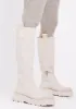 Beth Beige Knee High Wellie Boots sold by Missy Empire