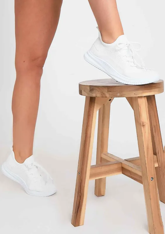 Jaelyn White Knitted Trainers made by Missy Empire