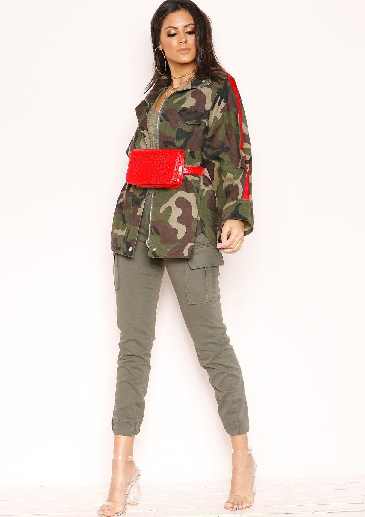 Suzy Khaki V Neck Cropped Jumper sold by Missy Empire product image thumbnail 4