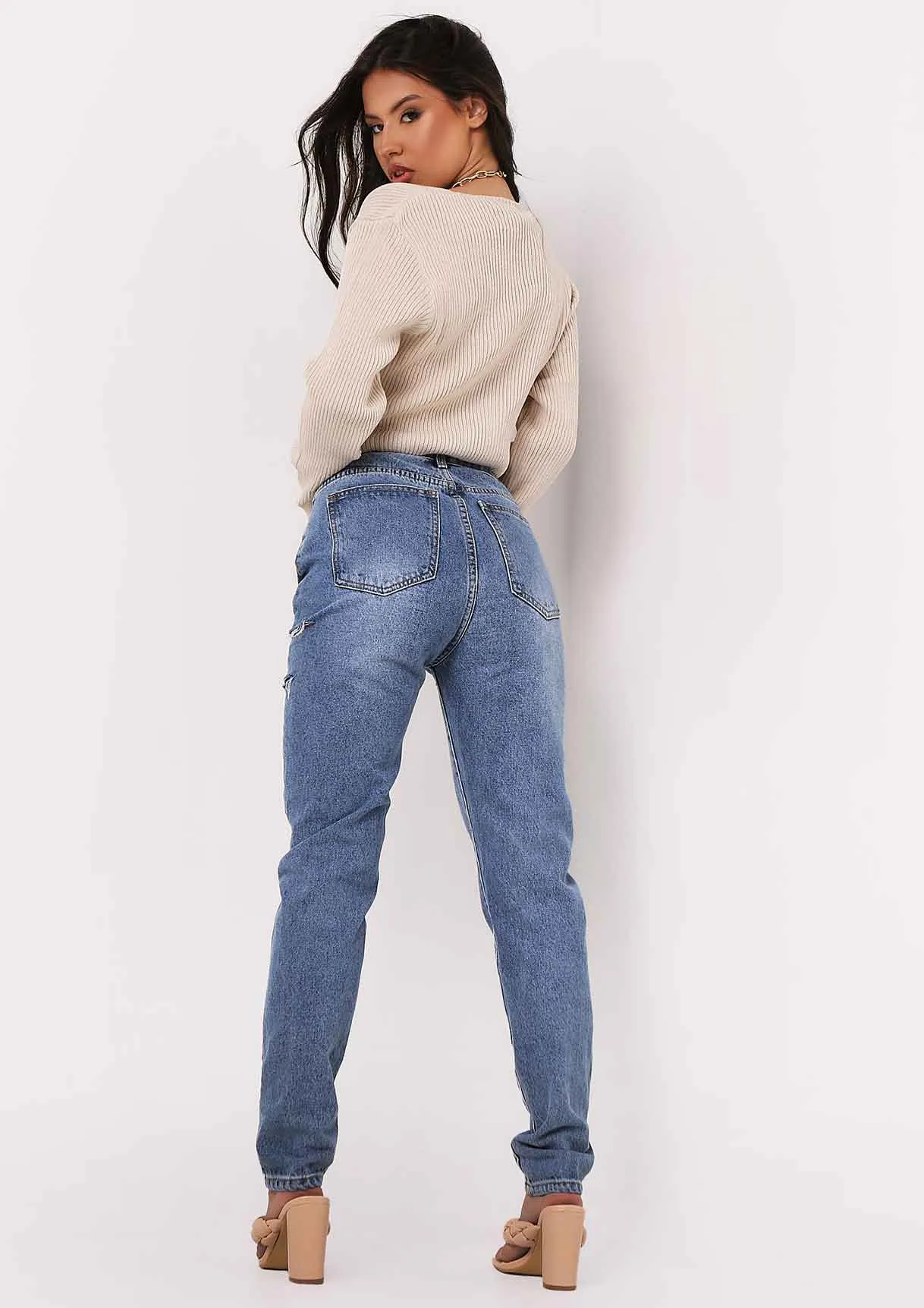 Jalia Stone Super Cropped Ribbed Knitted Cardigan sold by Missy Empire product image thumbnail 3