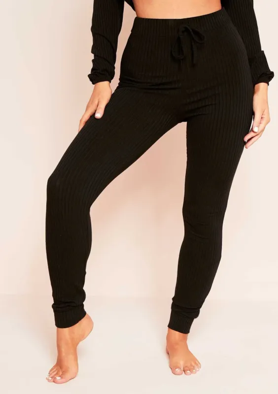 Layla Black Mix & Match Ribbed Lounge Skinny Jogger sold by Missy Empire