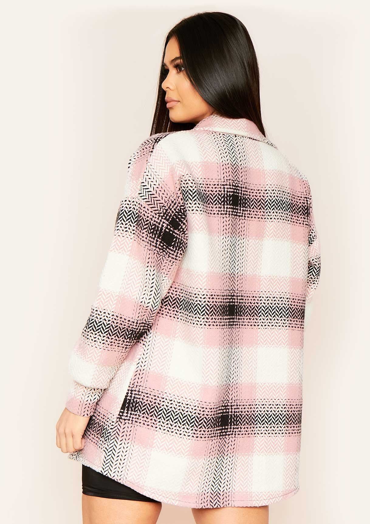 Mayanita Pink Longline Check Shacket sold by Missy Empire product image thumbnail 4