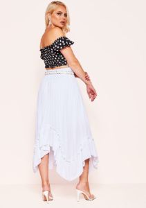 Joy White Pleated Frill Midi Skirt sold by Missy Empire