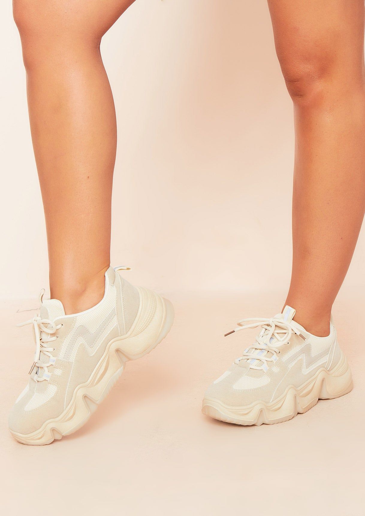 Roma Beige Chunky Sole Trainers sold by Missy Empire product image thumbnail 3