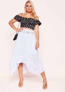 Joy White Pleated Frill Midi Skirt sold by Missy Empire