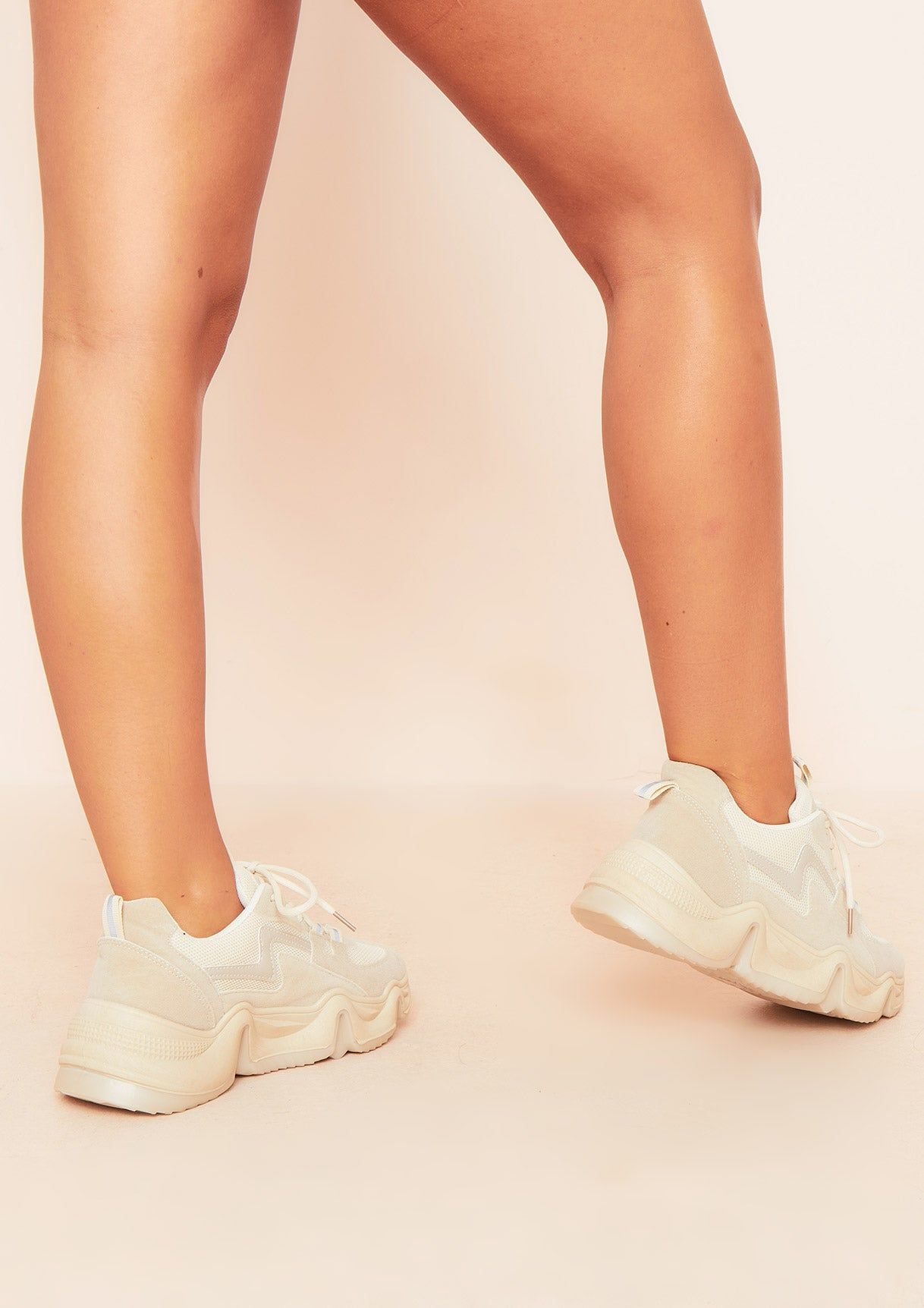Roma Beige Chunky Sole Trainers sold by Missy Empire product image thumbnail 2