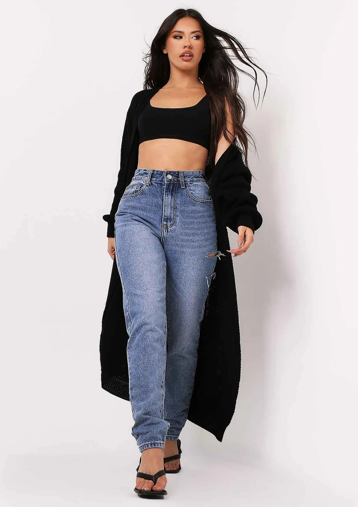 Nathalie Black Balloon Sleeve Knitted Cardigan sold by Missy Empire product image thumbnail 5