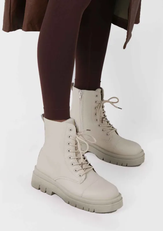 Gabriella Cream Lace Up Ankle Boots sold by Missy Empire
