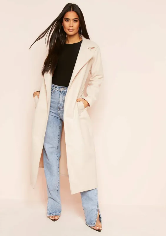Layla Stone Long Belted Formal Coat sold by Missy Empire