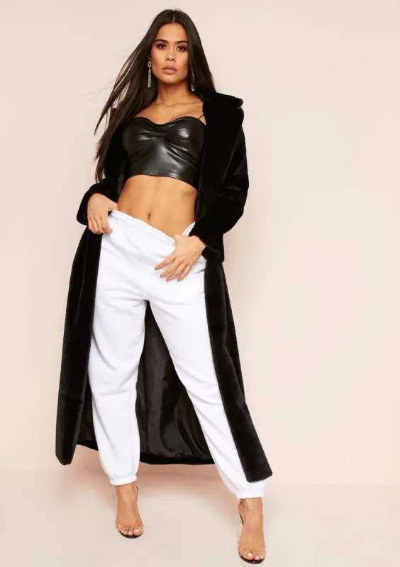 Kinsley Black Faux Fur Maxi Coat sold by Missy Empire