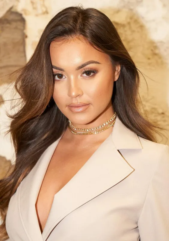 Leena Gold Double Chain Diamante Choker sold by Missy Empire