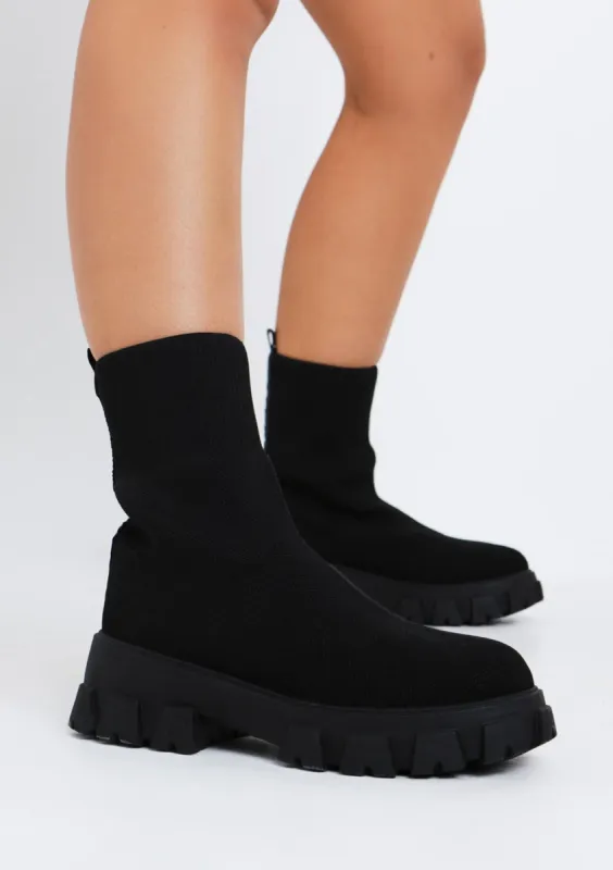 Pamela Black Sock Ankle Boots sold by Missy Empire