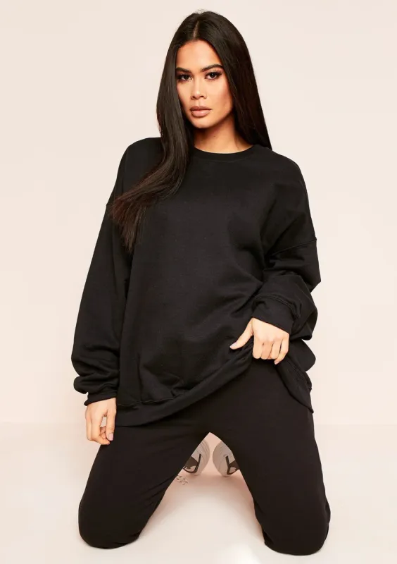 Lena Black Oversized Sweatshirt sold by Missy Empire