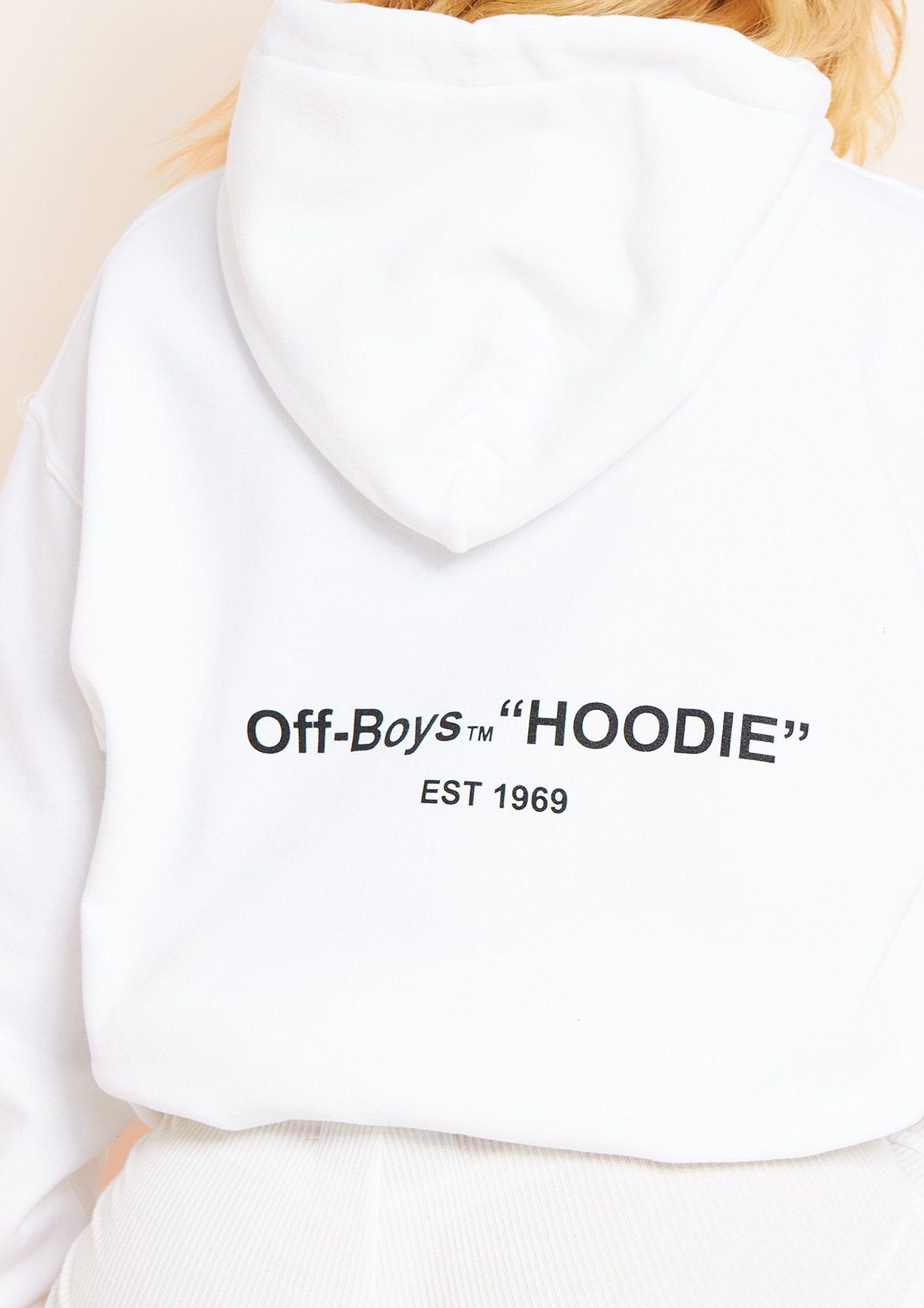 Rachele White Oversized Off-Boys Slogan Hoodie sold by Missy Empire product image thumbnail 3
