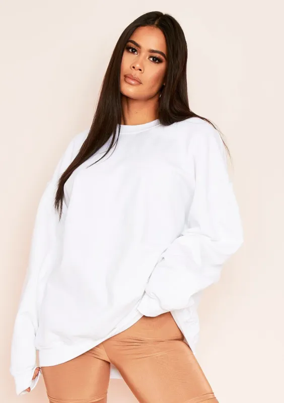 Lena White Oversized Sweatshirt sold by Missy Empire