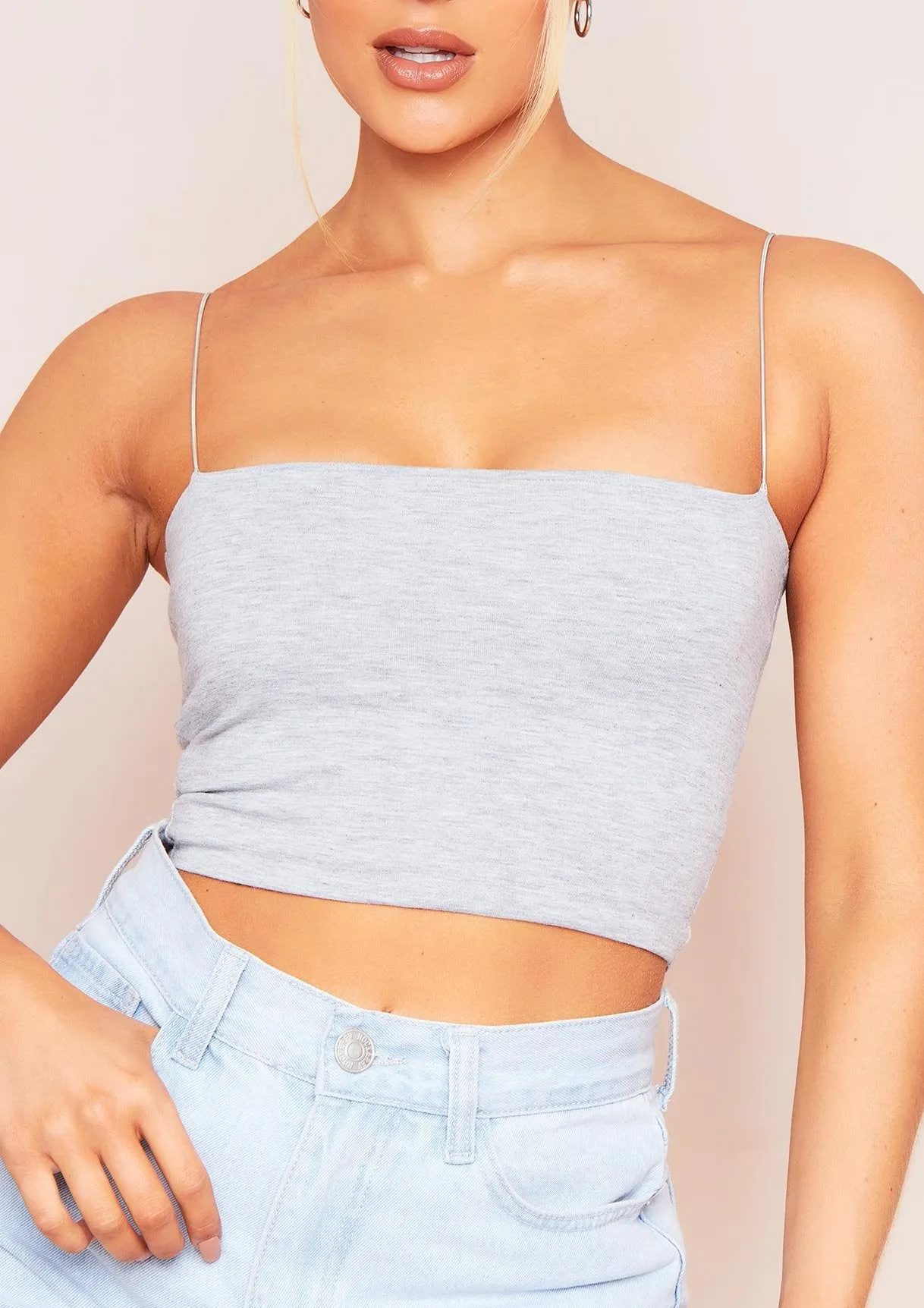 Chris Grey Thin Strap Crop Top sold by Missy Empire product image thumbnail 3