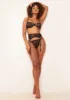 Raina Black 3 Piece Lace Cut-Out Suspender Lingerie Set sold by Missy Empire