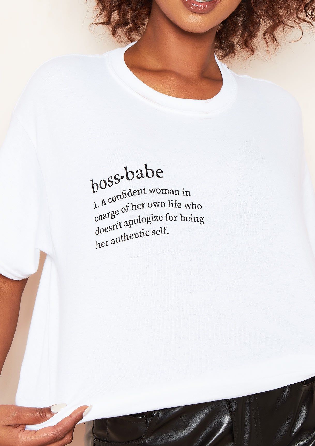 Ada White Boss Babe Definition Slogan Oversized T-Shirt sold by Missy Empire product image thumbnail 2