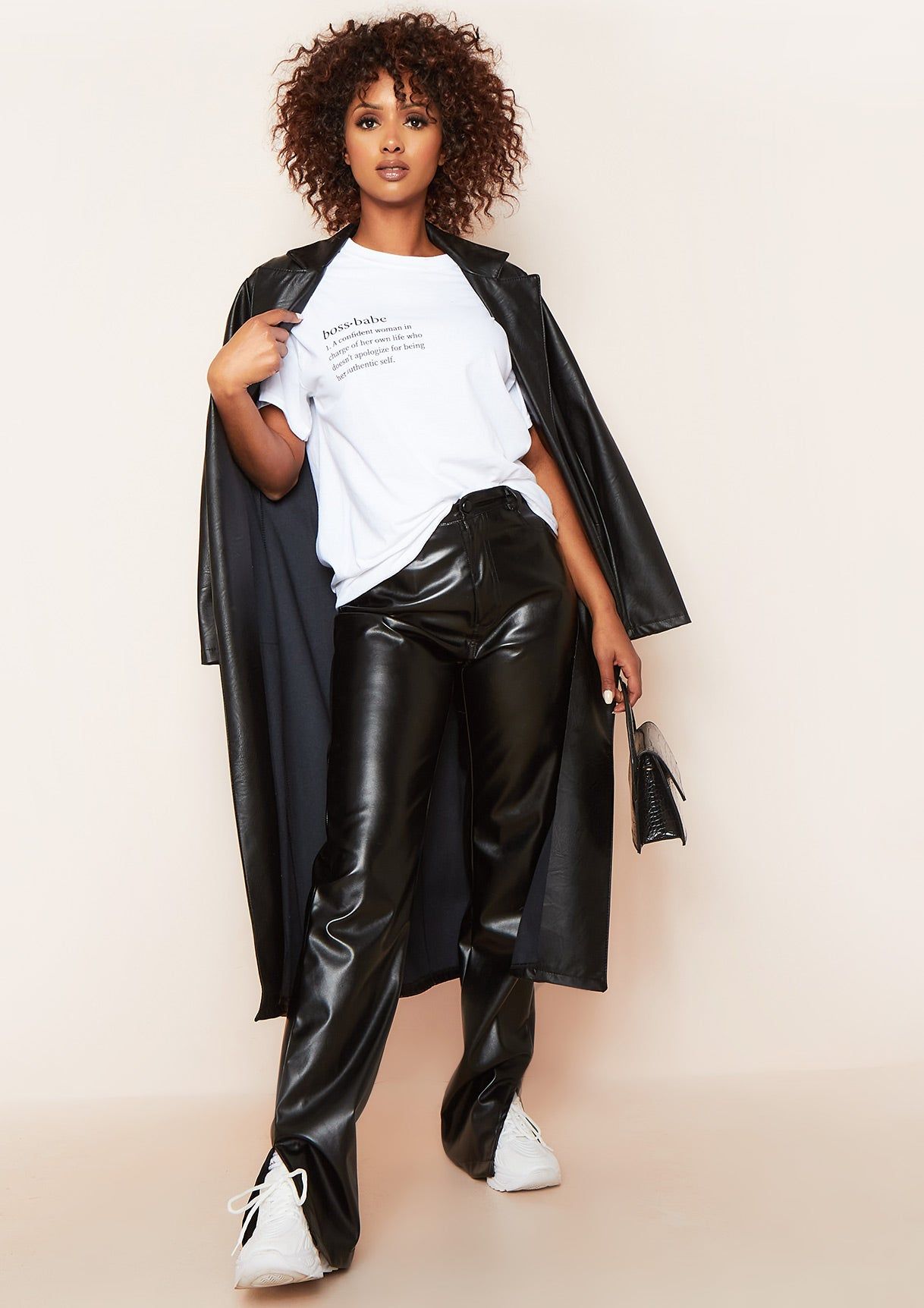 Ada White Boss Babe Definition Slogan Oversized T-Shirt sold by Missy Empire