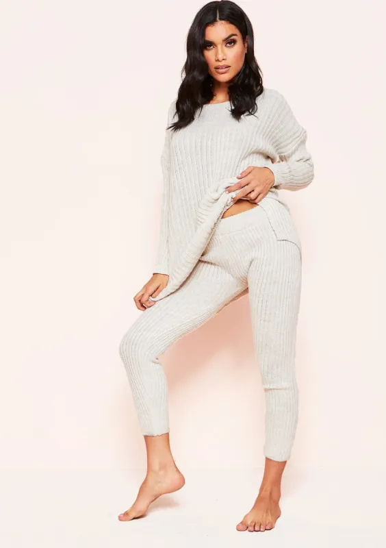 Anya Beige Knit Jumper Loungewear Set sold by Missy Empire