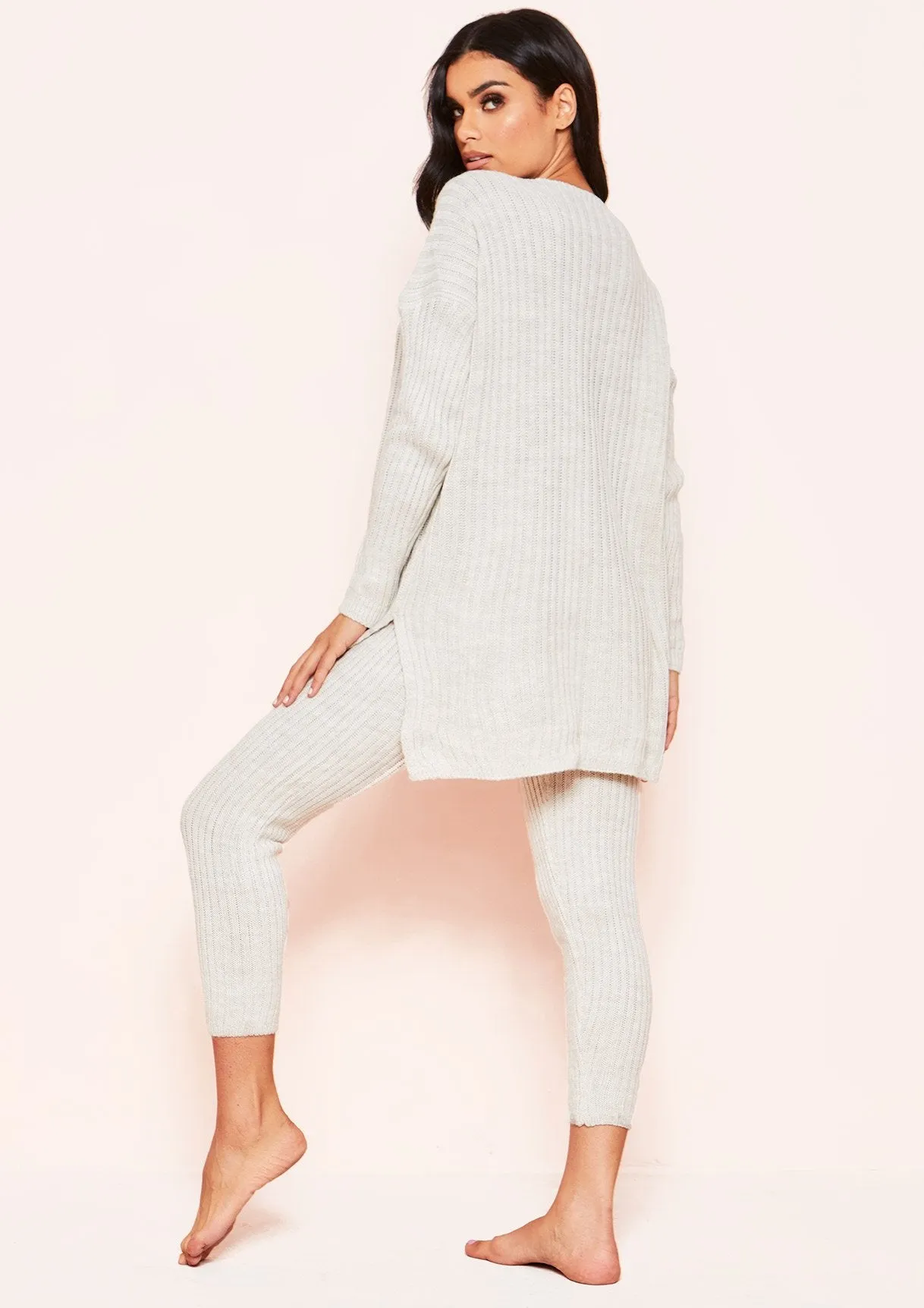 Anya Beige Knit Jumper Loungewear Set sold by Missy Empire product image thumbnail 2