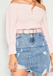 Talia Pink Bardot Chiffon Smock Top sold by Missy Empire