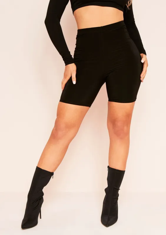 Klara Black Double Thickness Slinky Cycling Shorts sold by Missy Empire